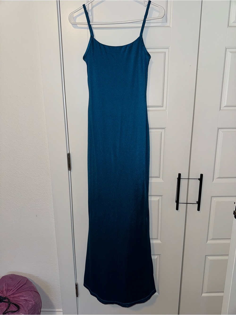Popilush Aqua/Blue Floor Length Dress w/ built-in Shape Wear - Size Small